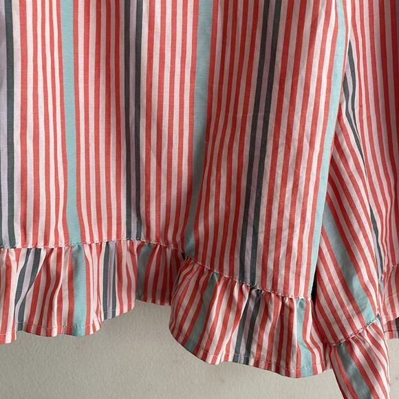 SEE BY CHLOÉ Neo Janis Striped Cotton Poplin Frill Shorts Red Multicolored - Picture 9 of 16